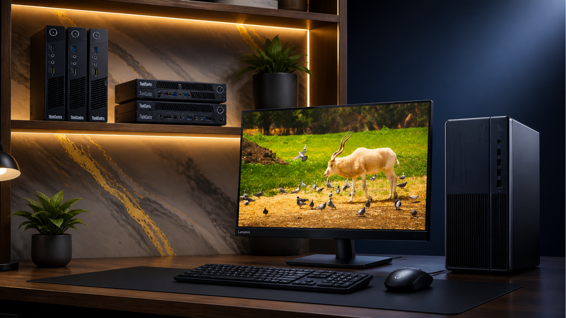 Desktop computers and office setups available from SES ICT HUB