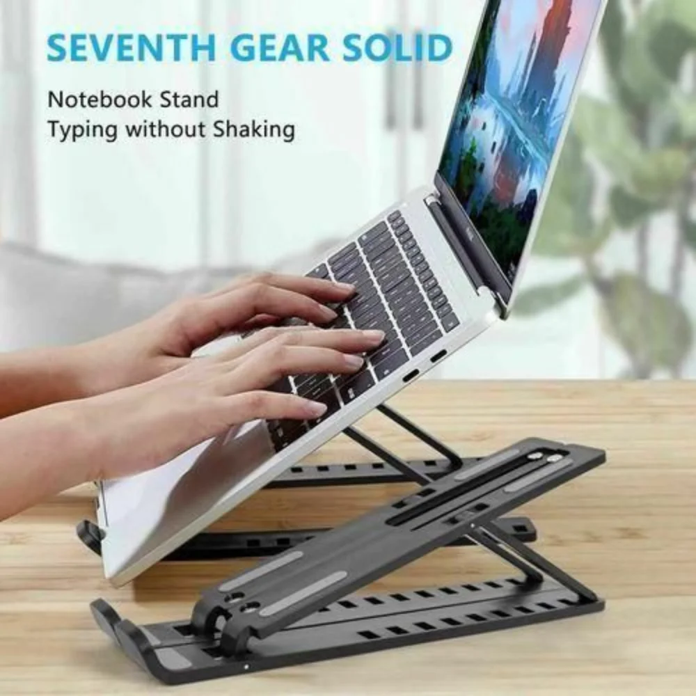 Foldable Adjustable Metal Laptop Stand β 7 Gears Ergonomic Portable Holder - Image 2